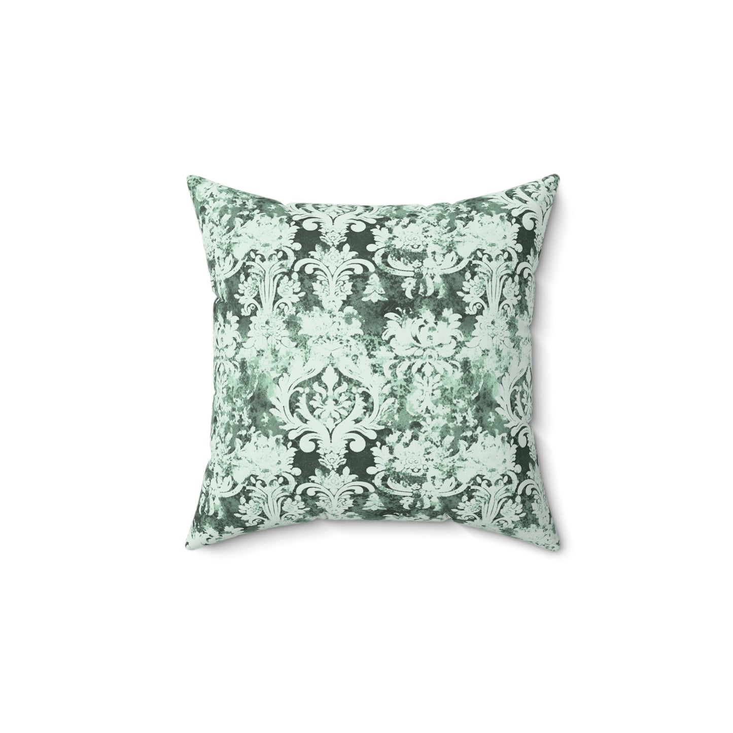 Vintage Green Damask 77 - Beautiful, Shabby Chic, Boho, Fun - Faux Suede Square Pillow