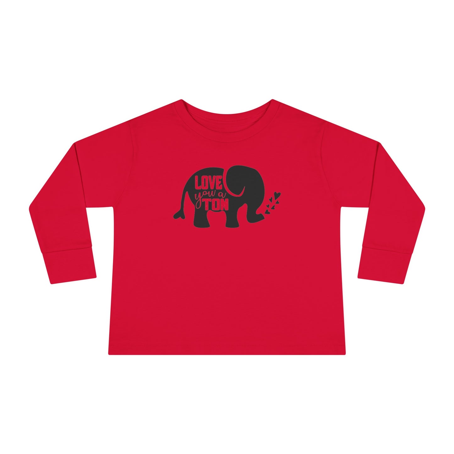 Love You a Ton - Cute Elephant - Hearts - Toddler Long Sleeve Tee