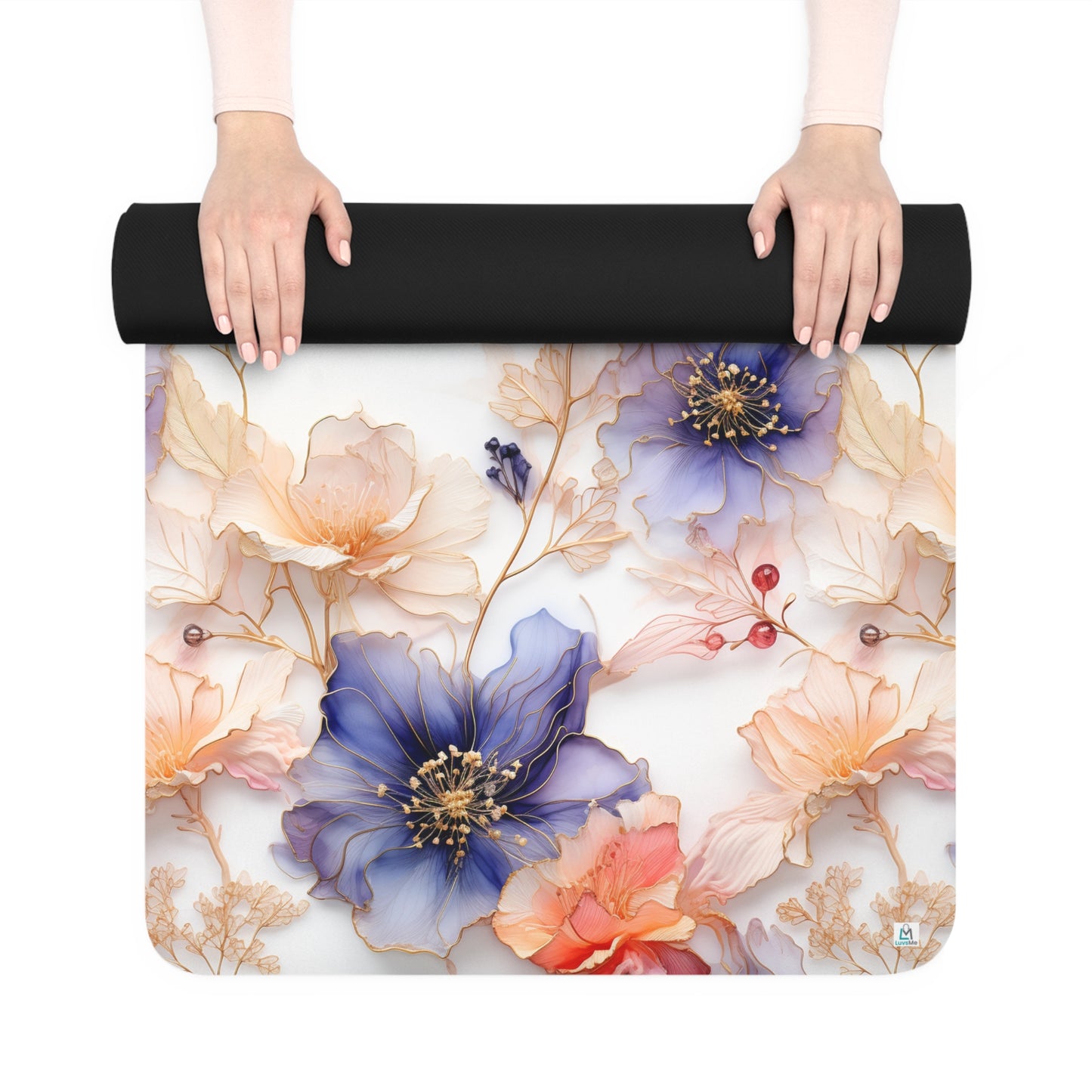 Beautiful Purple Flowers Watercolor 12 - Rubber Yoga Mat