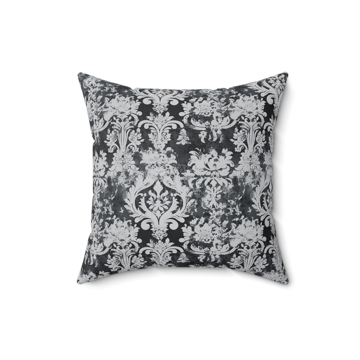 Vintage Grey Damask 2 - Beautiful, Shabby Chic, Boho, Fun - Faux Suede Square Pillow