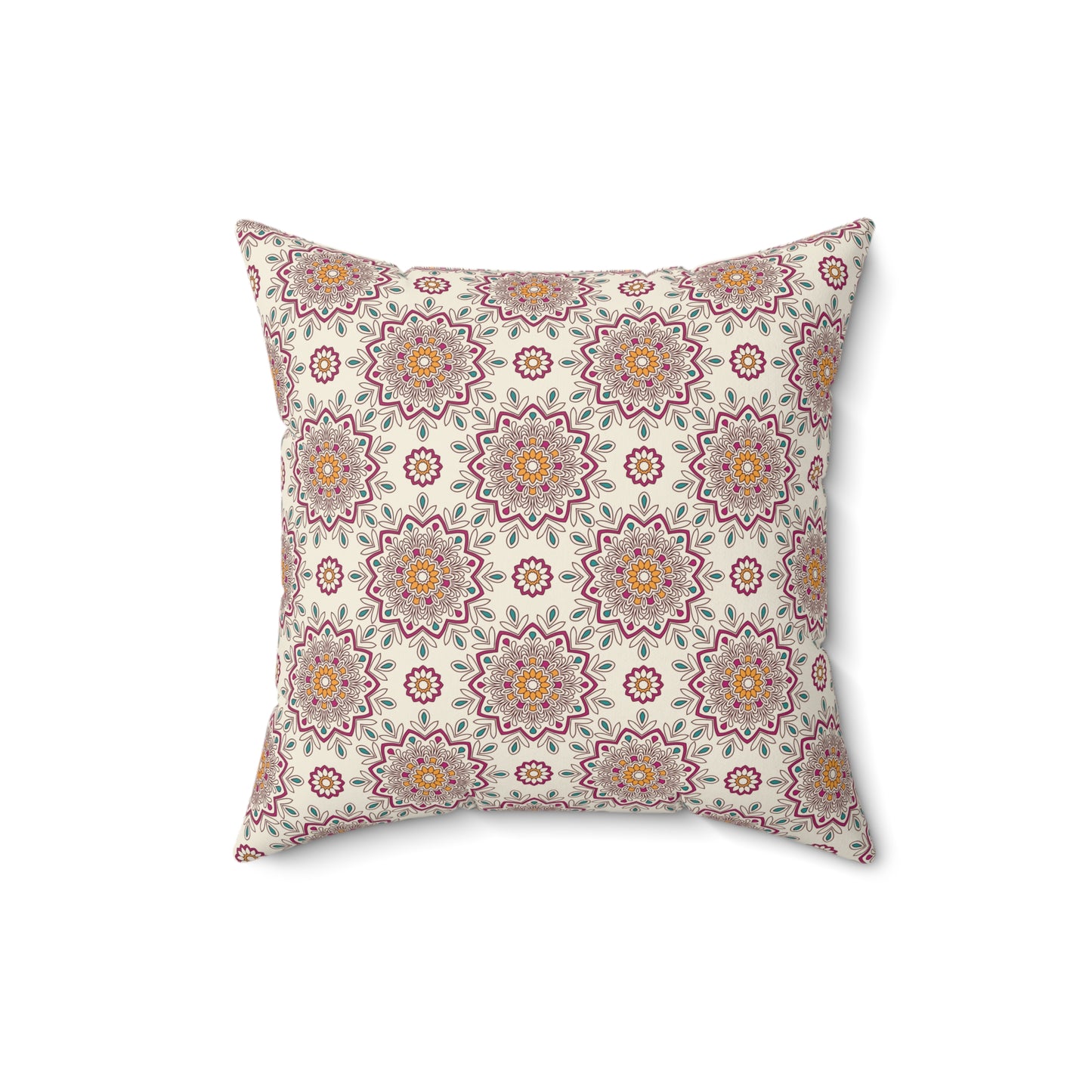 Boho Mandala Pattern 9 - Faux Suede Square Pillow