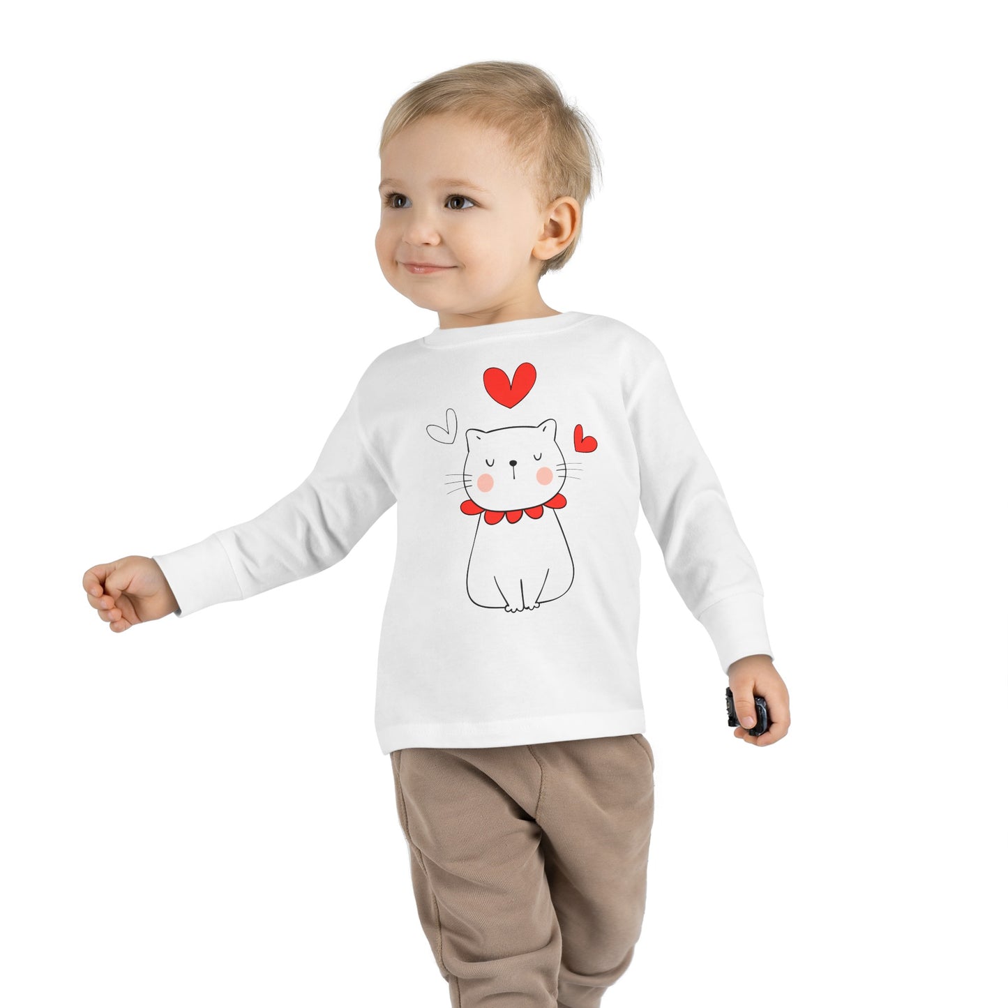 Cute Cat - Hearts 5 - Toddler Long Sleeve Tee
