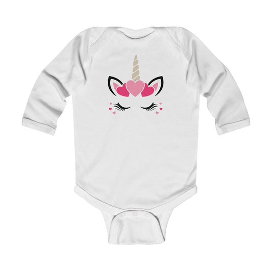 Cutest Unicorn - Hearts - Infant Long Sleeve Bodysuit