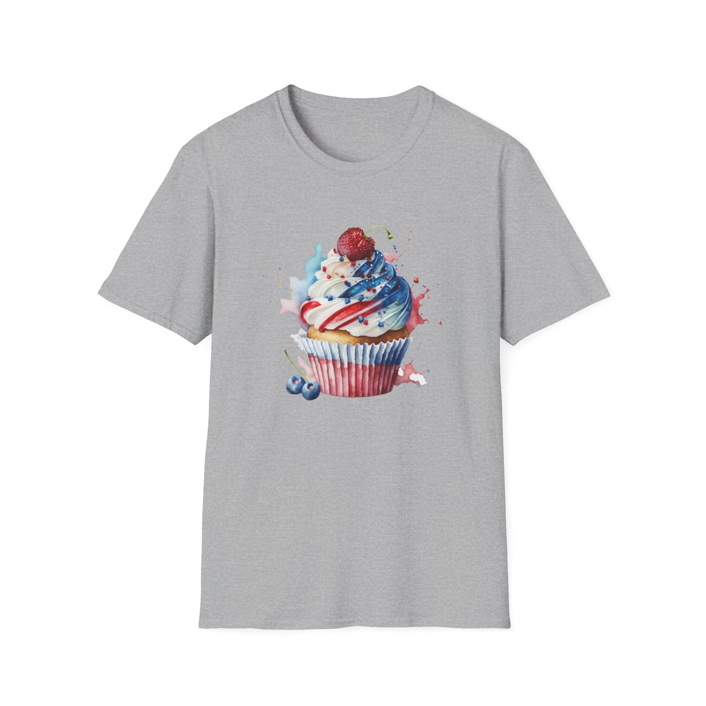 Red, White, and Blue Cupcake - American Flag - 4th of July - Independence Day - Unisex Softstyle T-Shirt