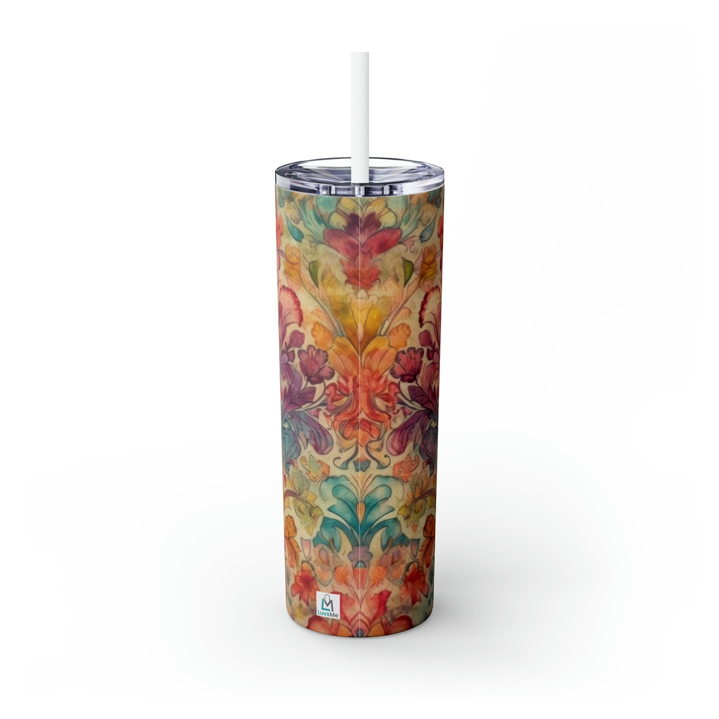 Tapestry Designs 1.1 - Multicolor - Skinny Tumbler with Straw, 20oz - Stainless Steel