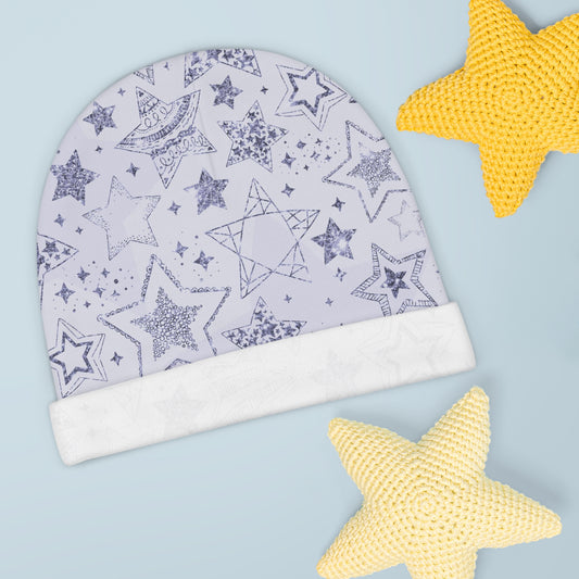 Purple with Purple Stars - Super Cute - Baby Beanie