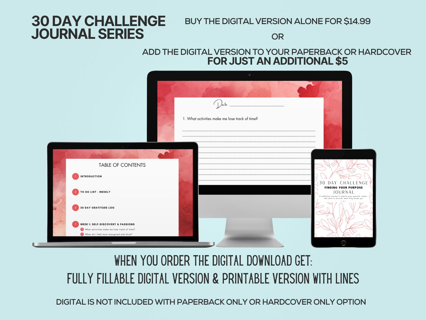 30 Days to Finding Your Purpose - Single Journal + Digital Bundle