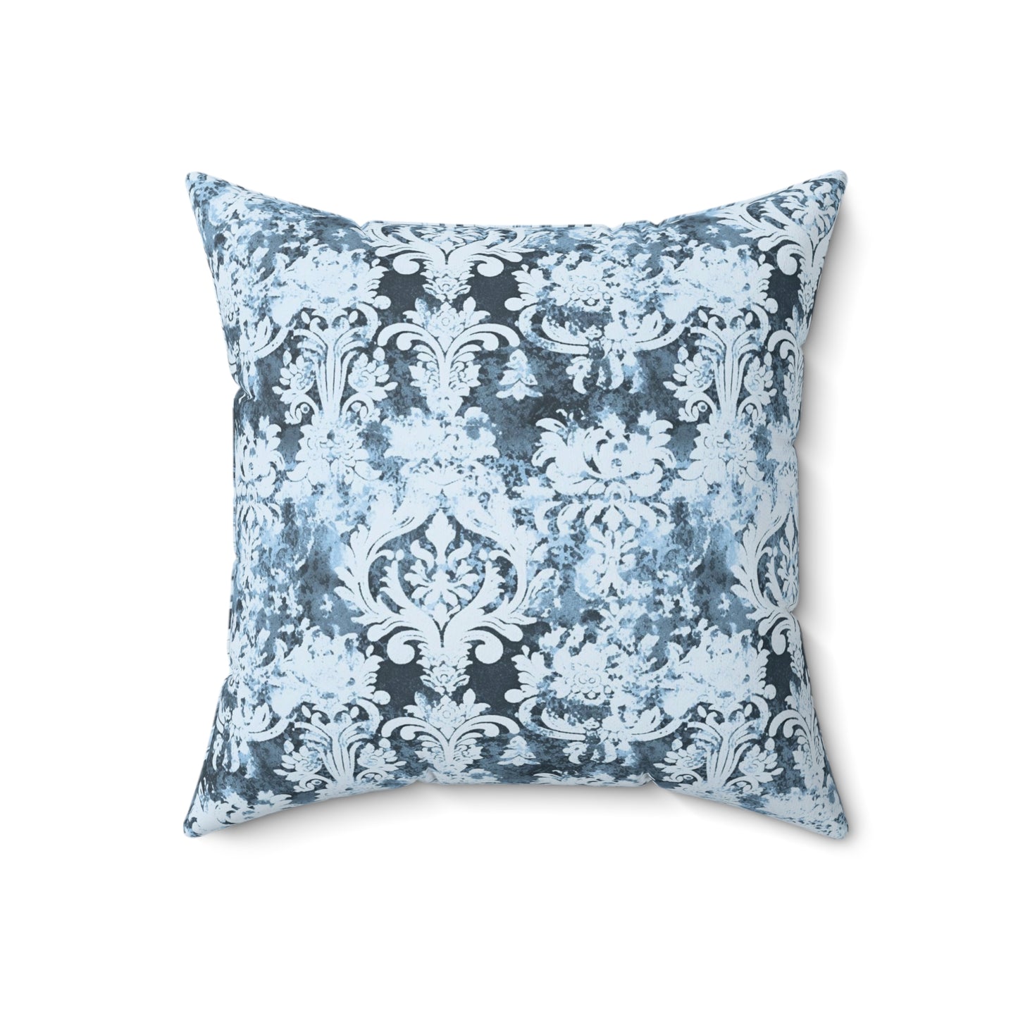 Vintage Blue Damask 67 - Beautiful, Shabby Chic, Boho, Fun - Faux Suede Square Pillow