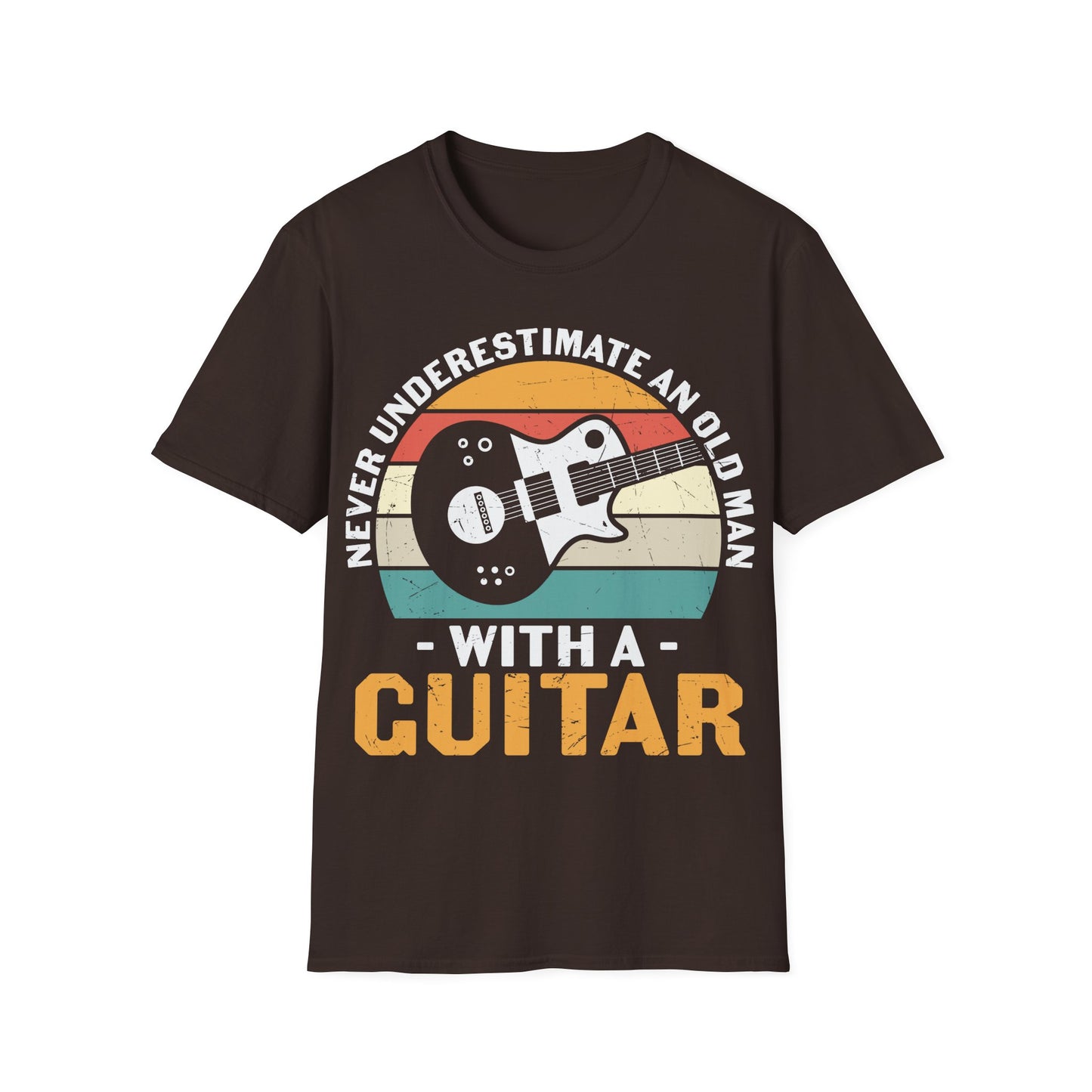 Never Underestimate an Old Man with a Guitar - Unisex Softstyle T-Shirt
