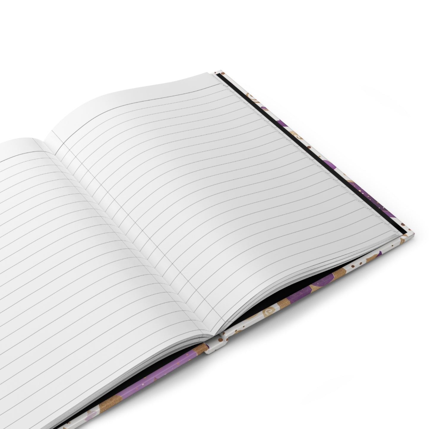 Love Hearts - Purple and Gold - Heart Flowers - Hardcover Lined Journal Matte