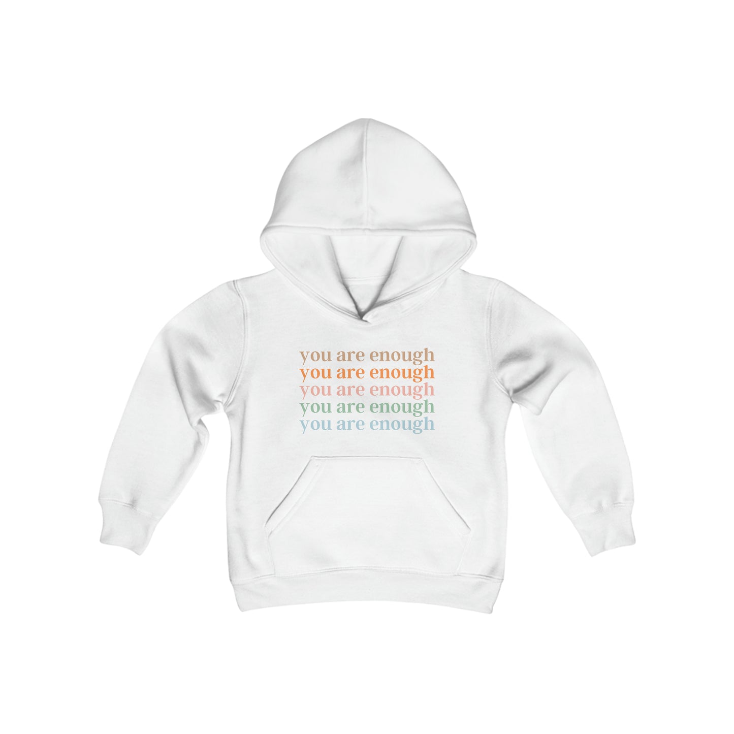 You are enough - Inspiration - Self Love - Self Acceptance - Youth Heavy Blend Hooded Sweatshirt