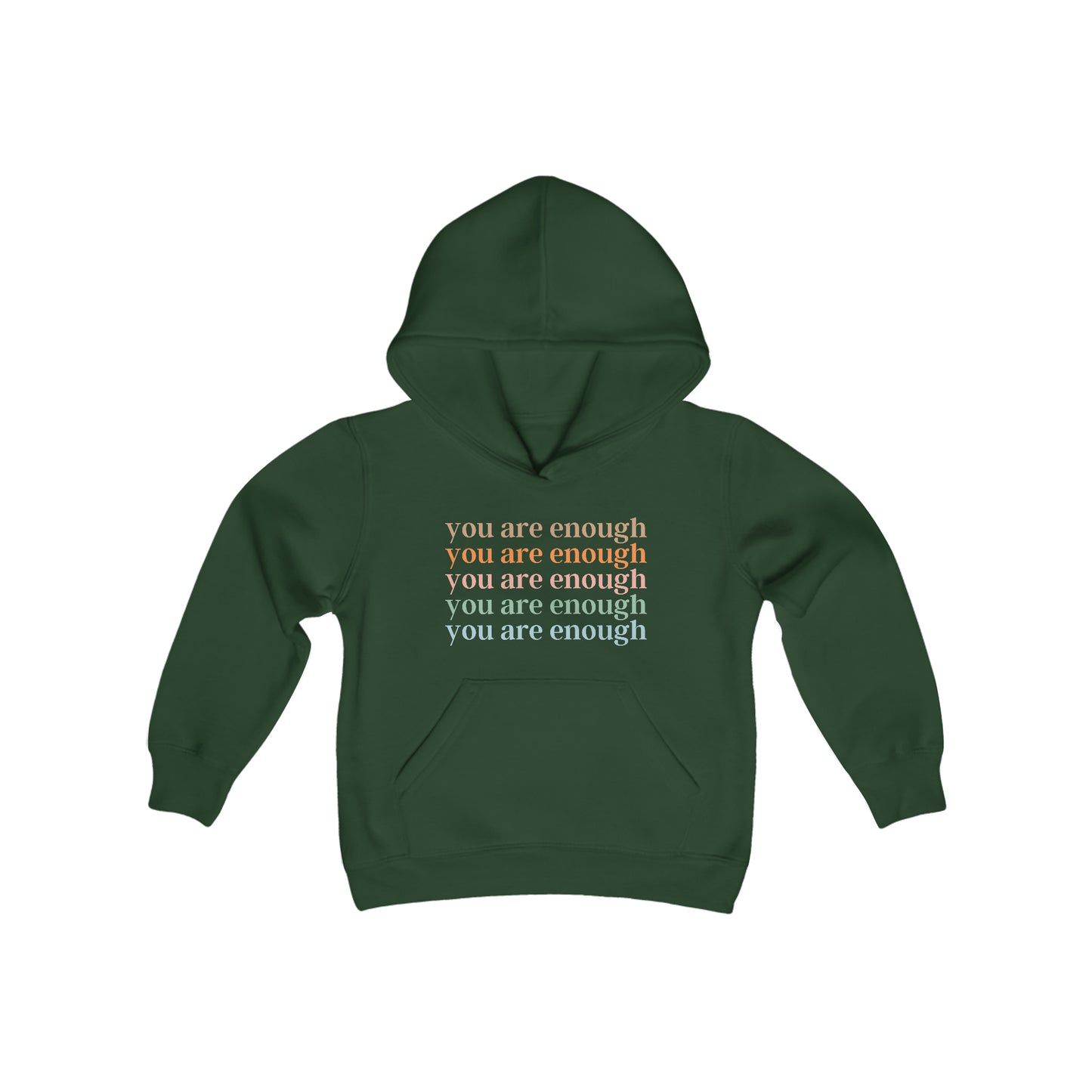 You are enough - Inspiration - Self Love - Self Acceptance - Youth Heavy Blend Hooded Sweatshirt