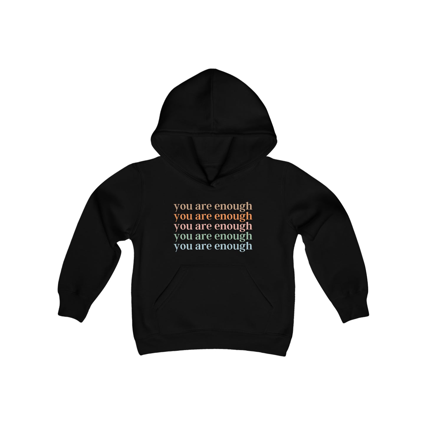 You are enough - Inspiration - Self Love - Self Acceptance - Youth Heavy Blend Hooded Sweatshirt