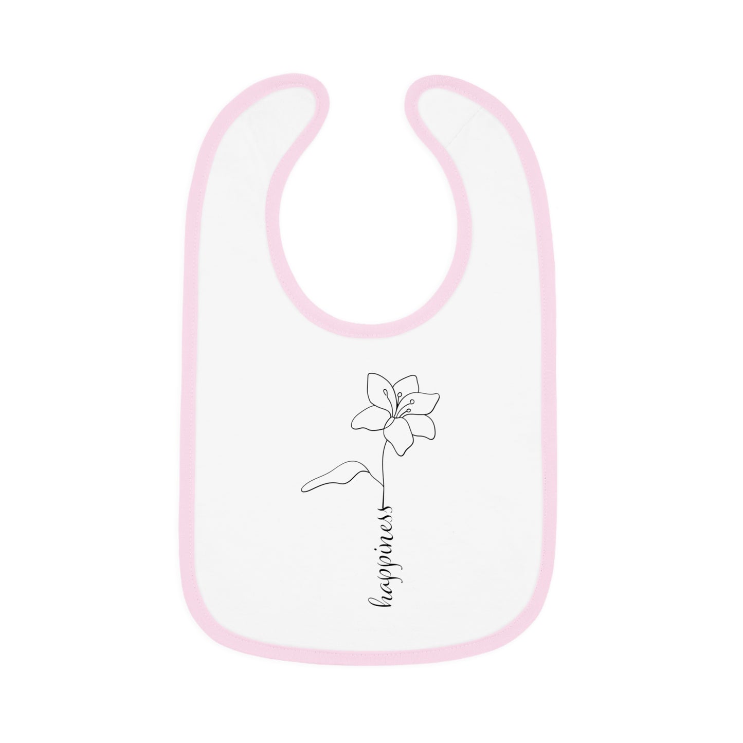 Happiness Flower - Baby Contrast Trim Jersey Bib