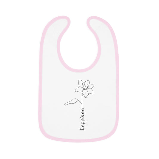 Happiness Flower - Baby Contrast Trim Jersey Bib