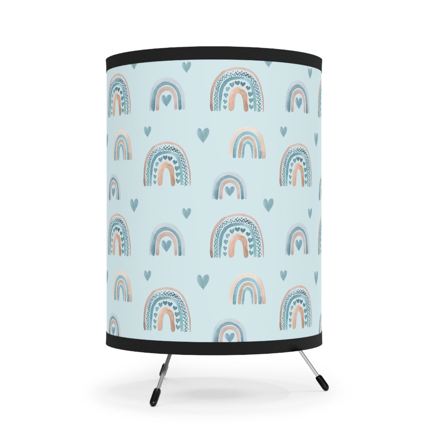Blue Boho Rainbow Pattern 4 - Tripod Lamp with High-Res Printed Shade, US\CA plug