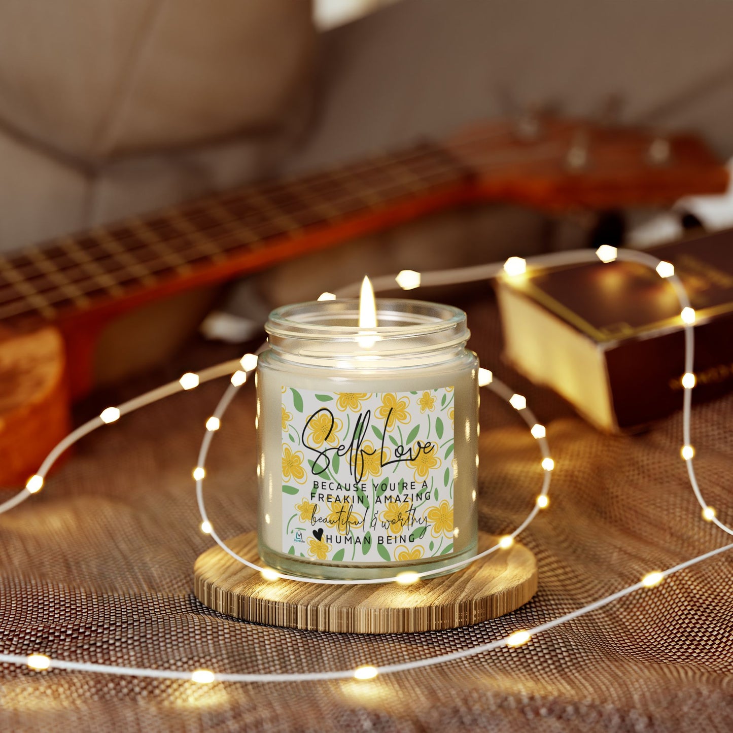 Self Love - Because You're Freaking Amazing - Motivational Scented Candle - Coconut Apricot Wax (4oz, 9oz)