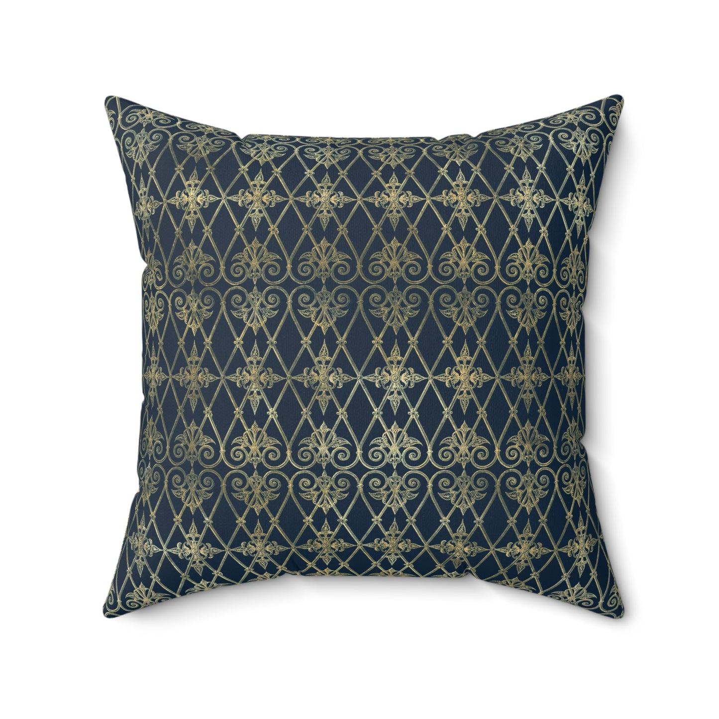 Blue and Gold Paris Pattern 1 - Faux Suede Square Pillow