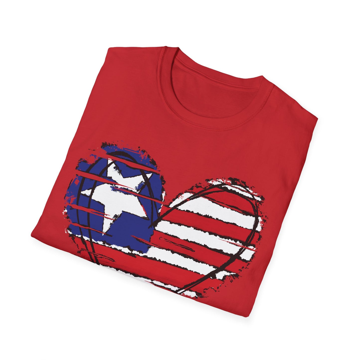 American Flag Heart - 4th of July - Independence Day - Unisex Softstyle T-Shirt