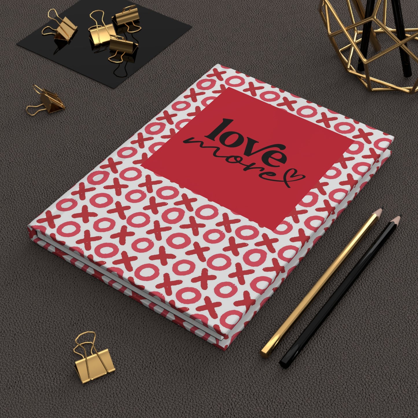 Love More - White with Red X and O - Hardcover Lined Journal Matte