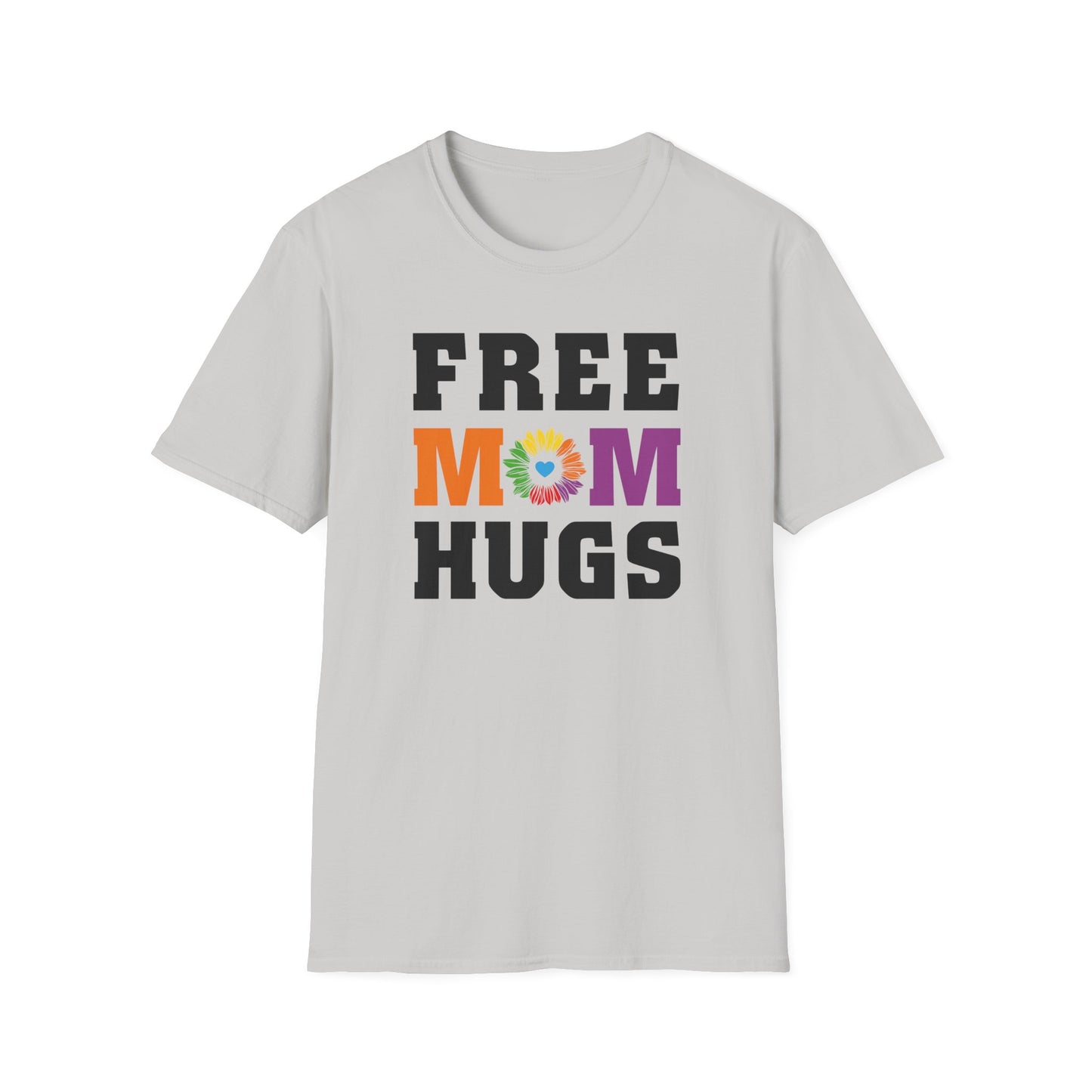 Free Mom Hugs - Rainbow Flower - LGBT - Pride - Rainbow - Unisex Softstyle T-Shirt