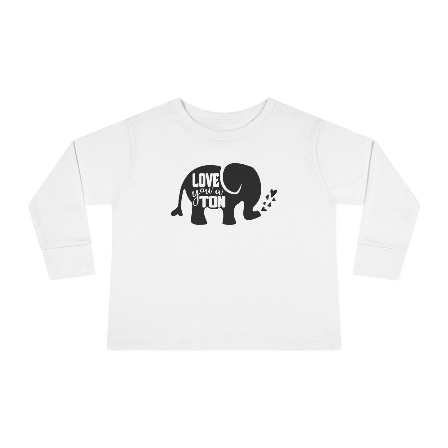Love You a Ton - Cute Elephant - Hearts - Toddler Long Sleeve Tee