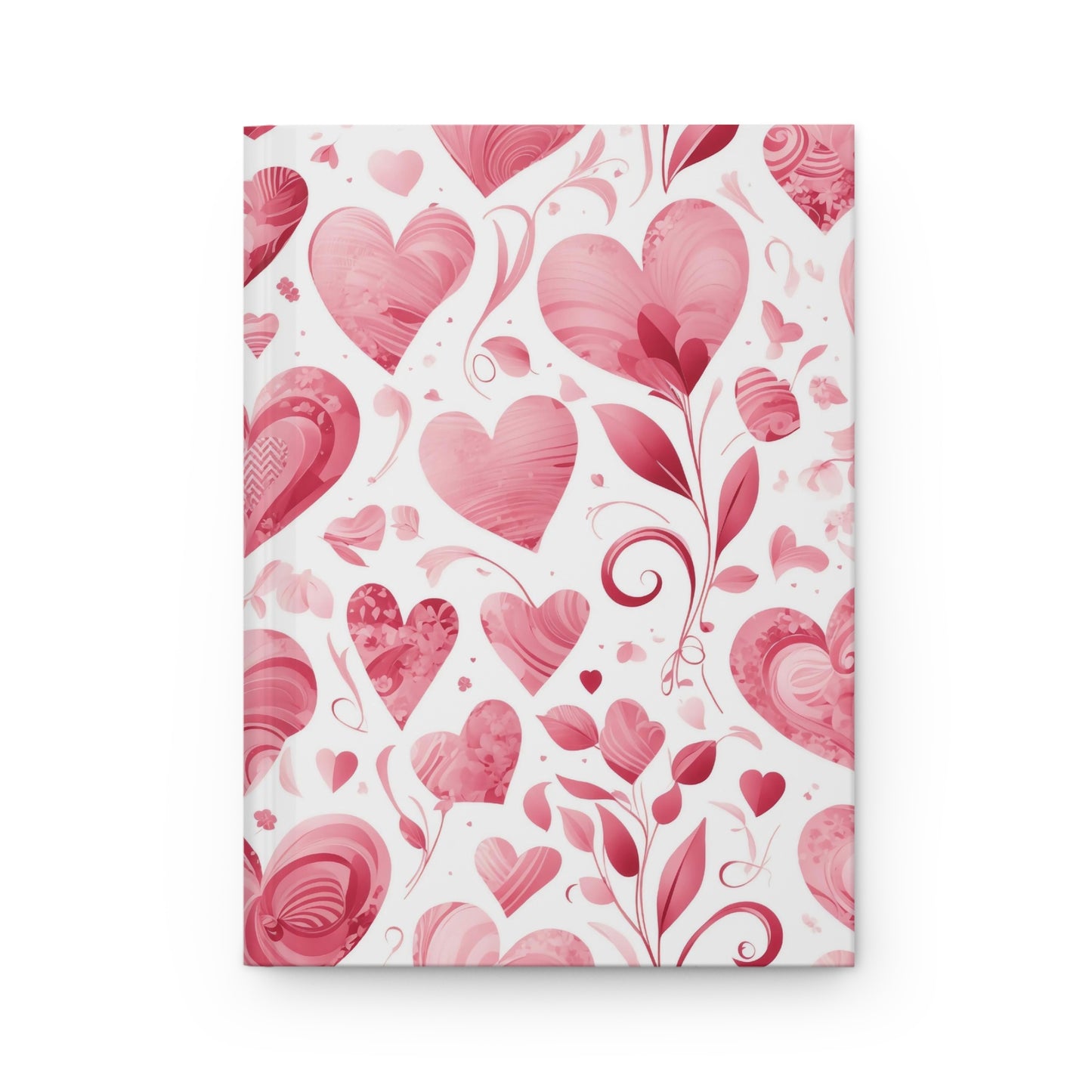 Love Hearts - Pink - Heart Flowers - Hardcover Lined Journal Matte