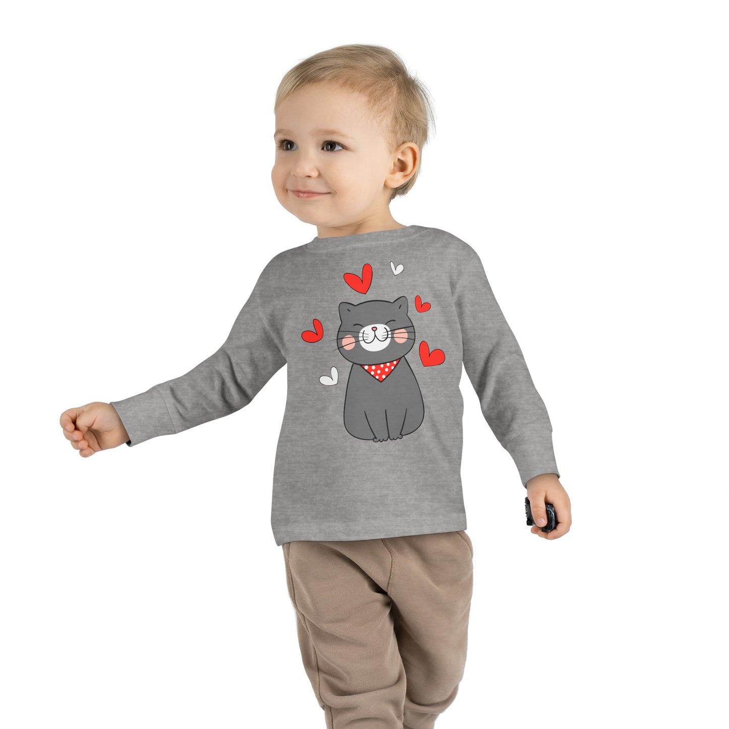 Cute Cat - Hearts 4 - Toddler Long Sleeve Tee