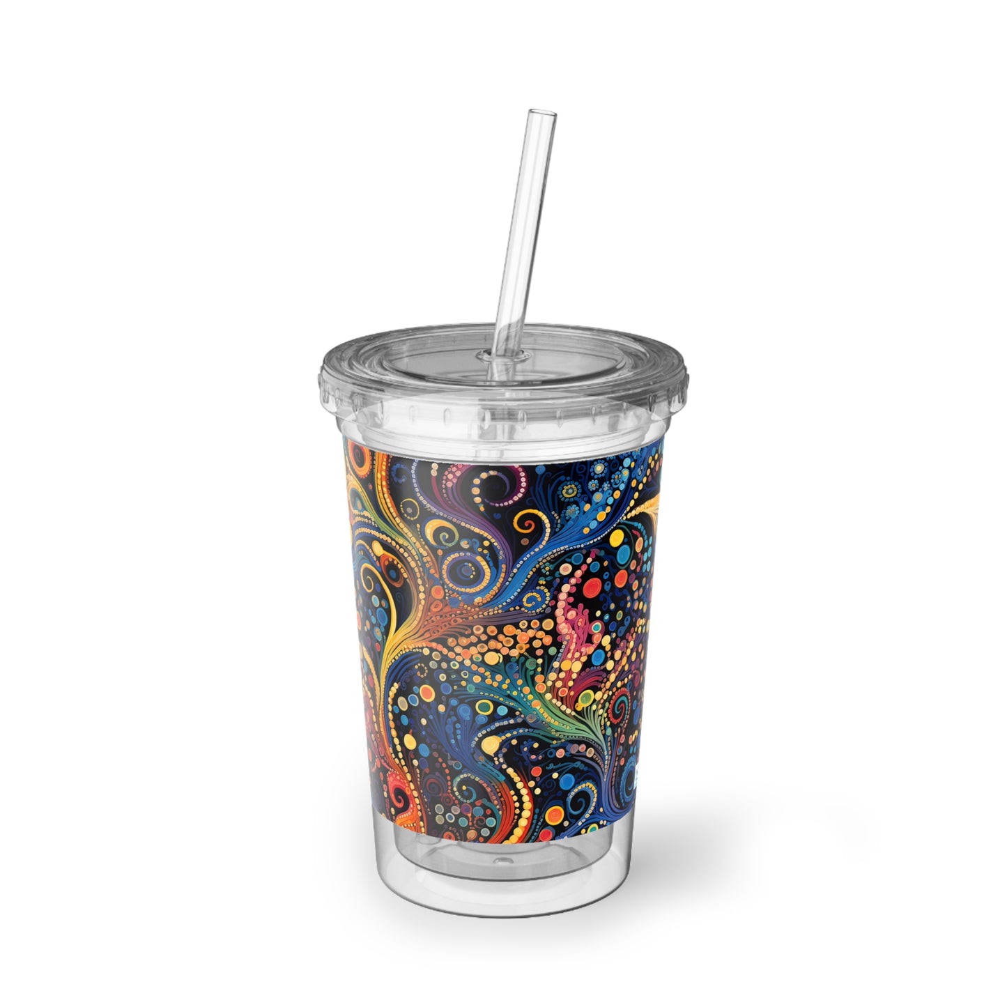 Colorful Psychedelic Swirls 1.12 - Multicolor - Clear - Suave Acrylic Cup - 16oz