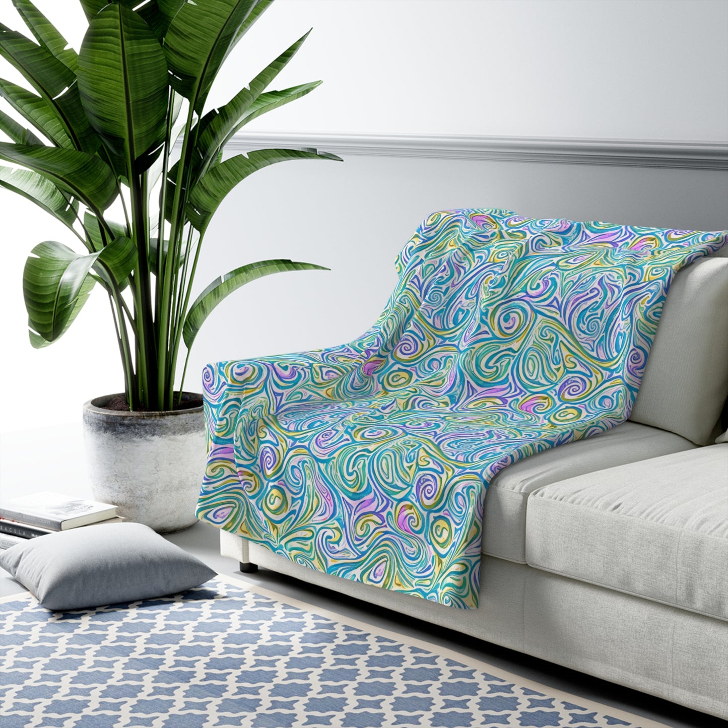 Beautiful, Cozy, Soft - Amazing - Multicolor Watercolor Paisley 11 - Sherpa Fleece Blanket