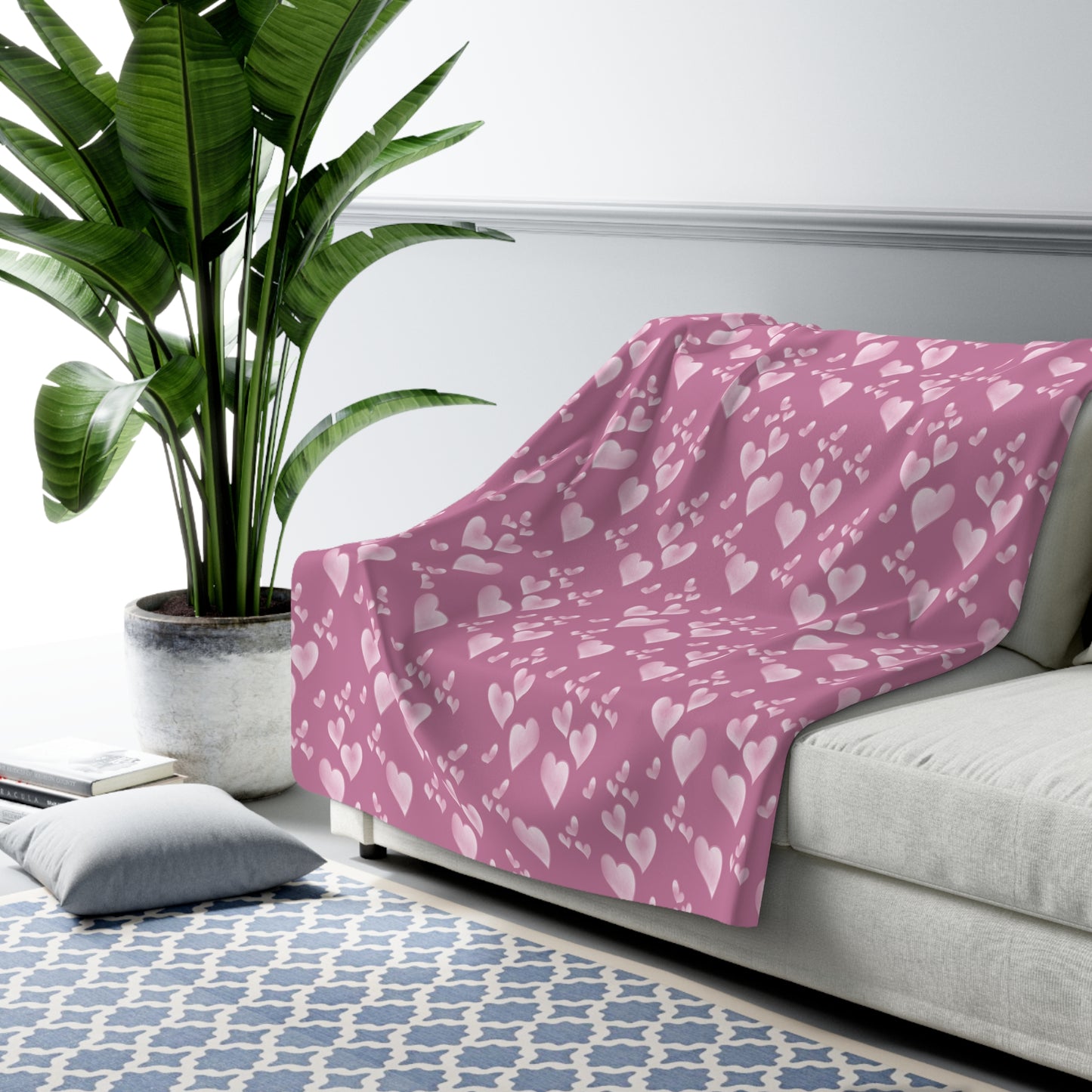 Floating Pink Hearts - Beautiful, Shabby Chic, Boho, Fun - Sherpa Fleece Blanket