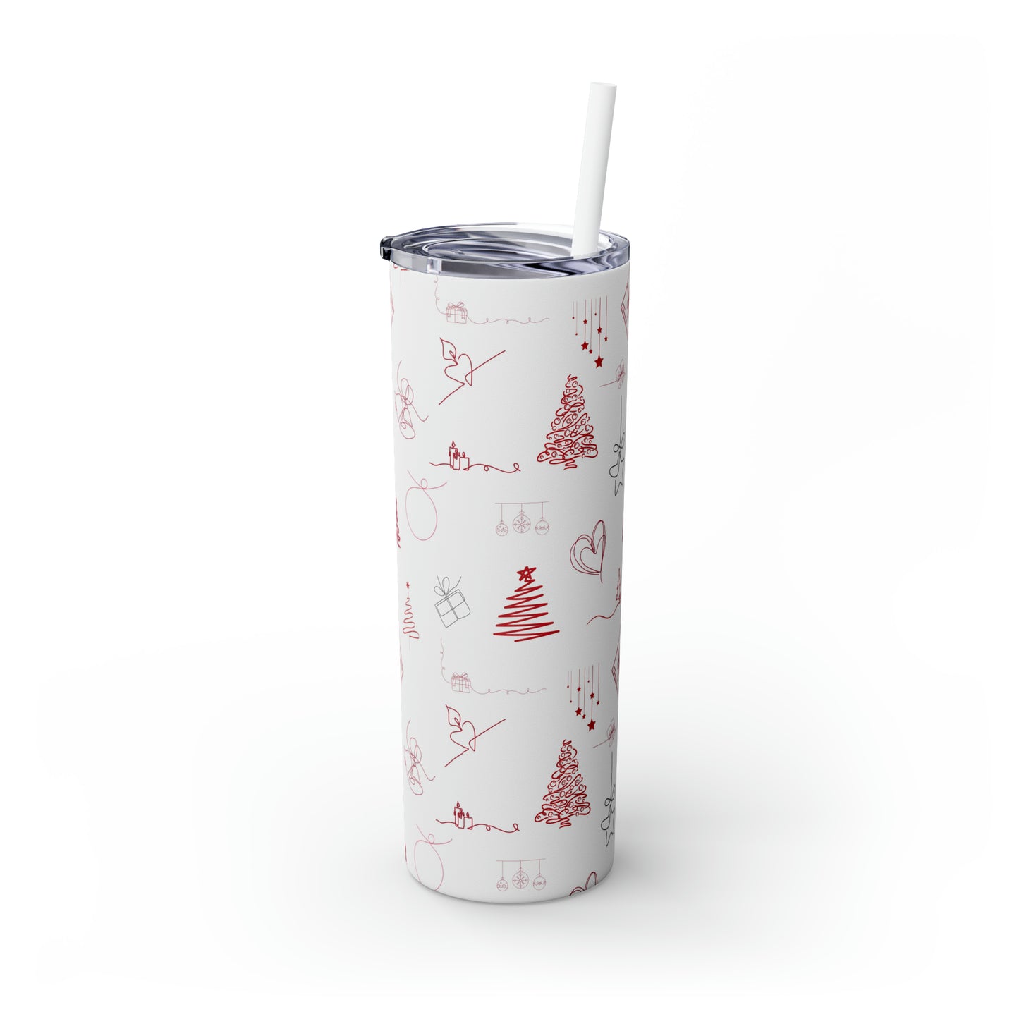 Amazing Hand Drawn Christmas - Skinny Tumbler with Straw, 20oz - Stainless Steel