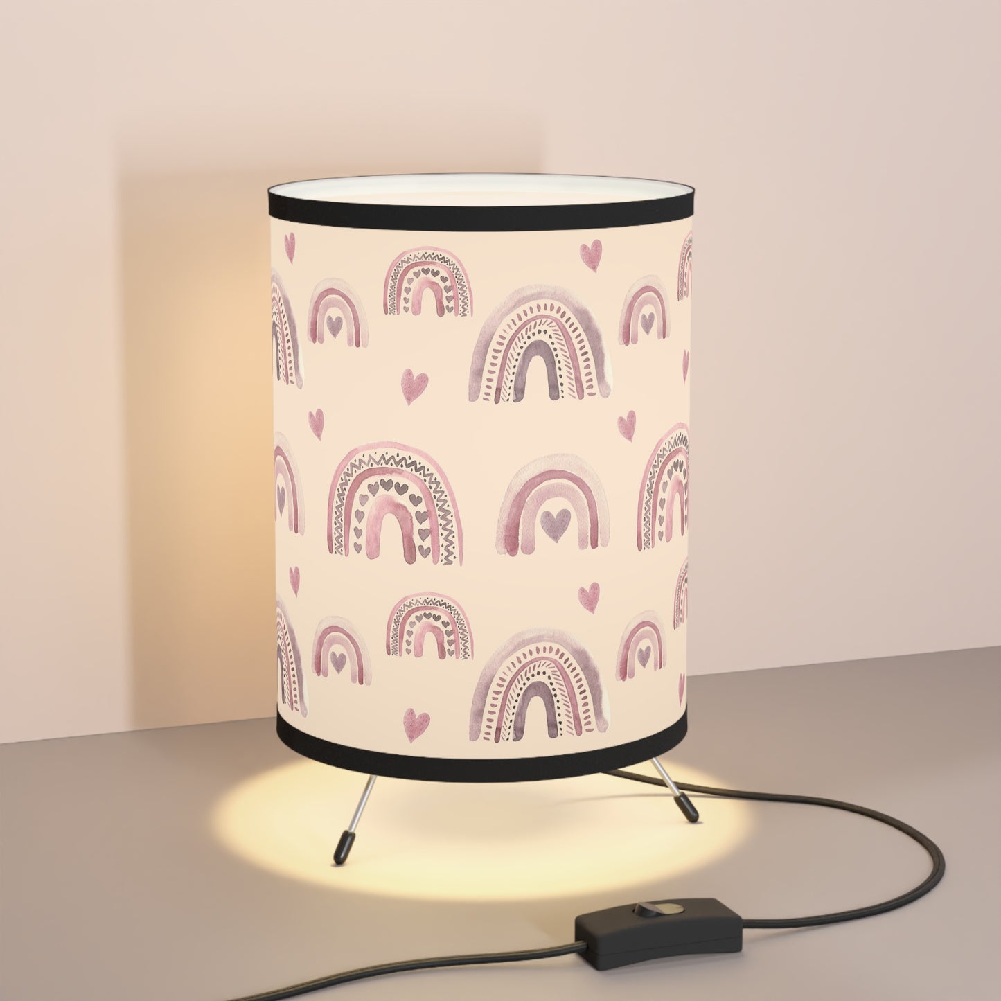Pink Boho Rainbow Pattern 2 - Tripod Lamp with High-Res Printed Shade, US\CA plug