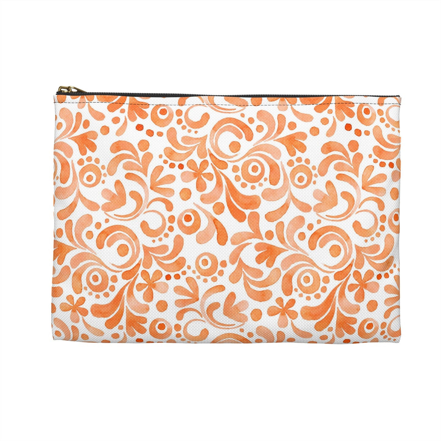 Orange Doodles Swirls - Living the Dream - Inspirational - Accessory Pouch / Makeup Case / Travel Pouch / Pencil case / Art Case