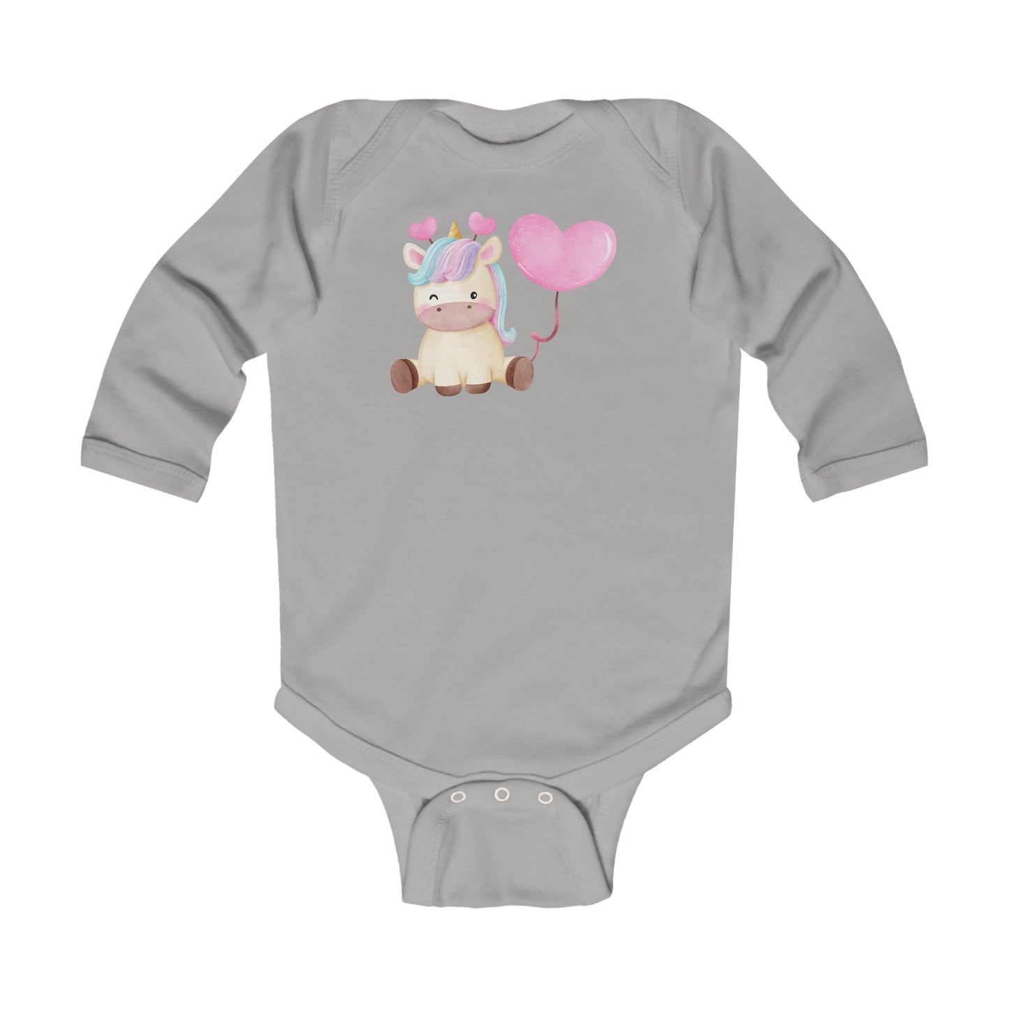 Cutest Unicorn - Heart Balloon - Infant Long Sleeve Bodysuit