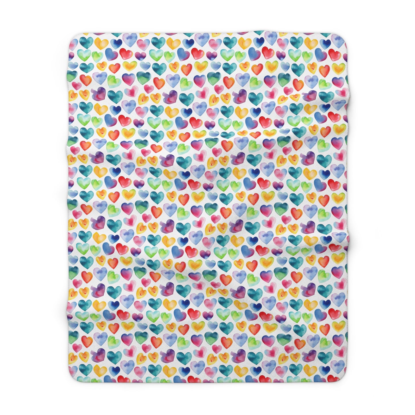 Watercolor Hearts - Rainbow - Multi - Beautiful, Shabby Chic, Boho, Fun - Sherpa Fleece Blanket