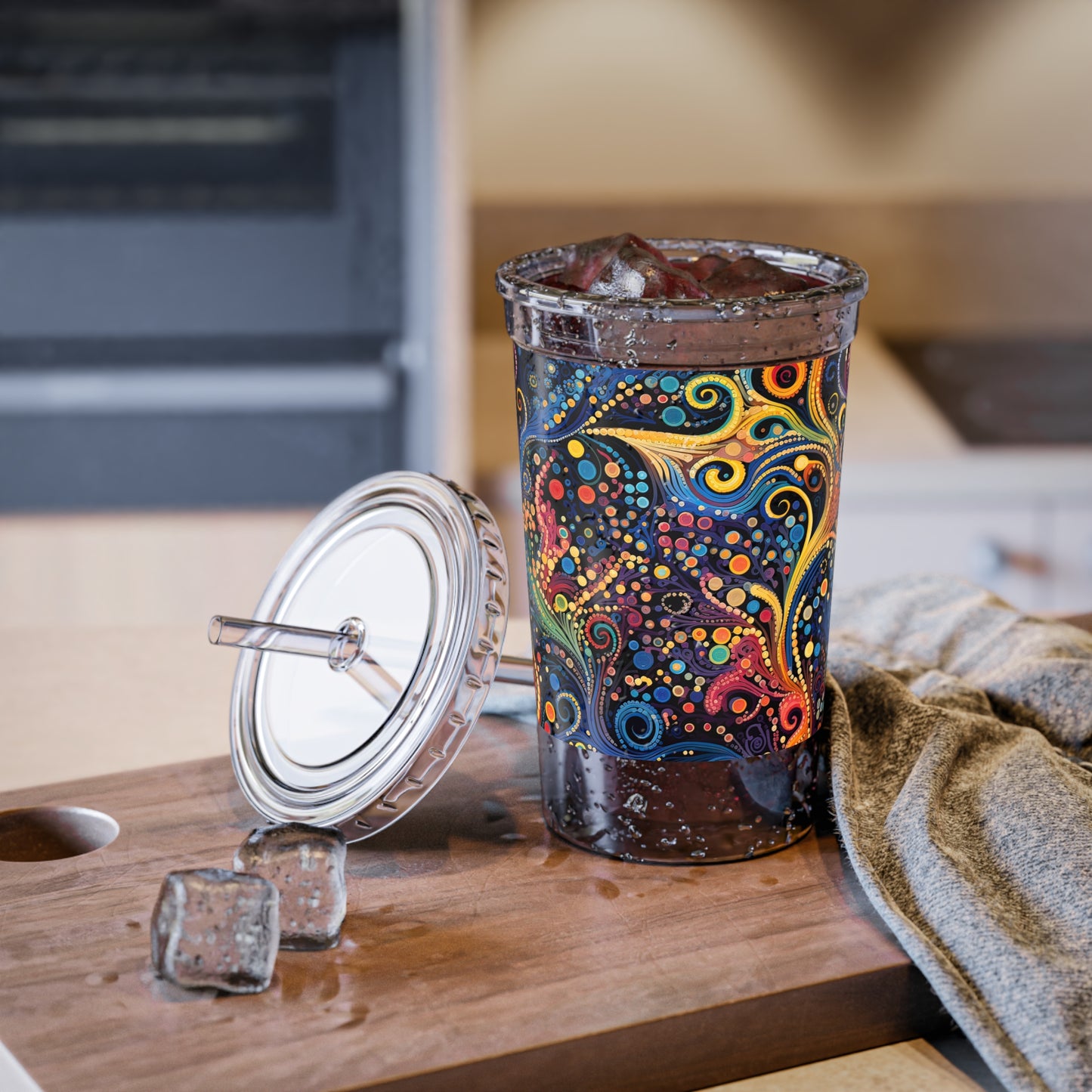 Colorful Psychedelic Swirls 1.12 - Multicolor - Clear - Suave Acrylic Cup - 16oz