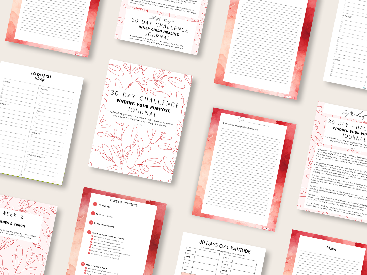 30 Day Challenge - Super Bundle - Complete Hardcover Set - 12 Journals + 12 Digital Downloads