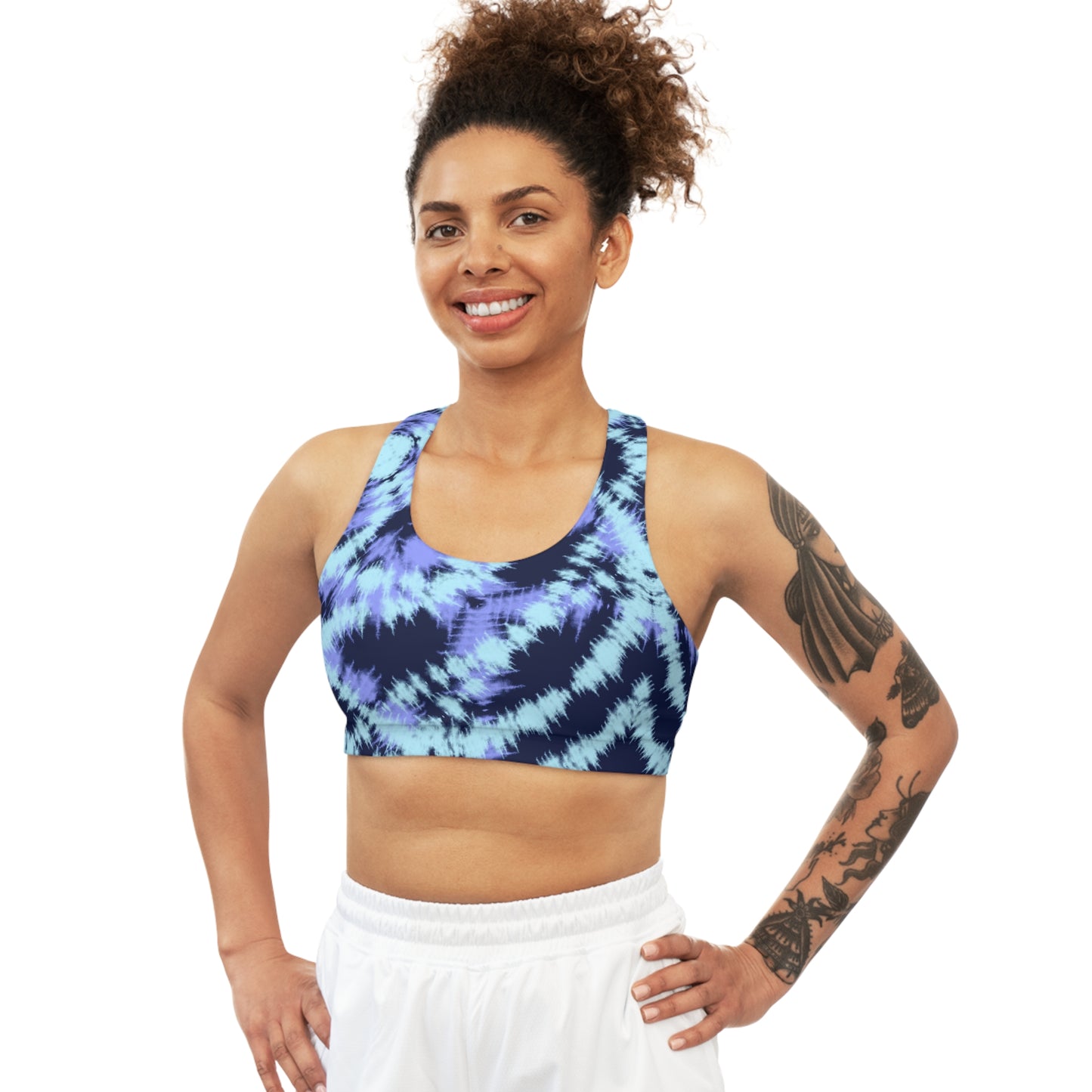 Blue and Purple Batik - Seamless Sports Bra