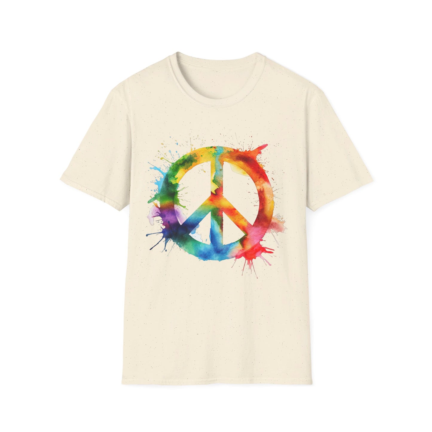Rainbow Paint Splatter Peace Sign - LGBT - Pride - Unisex Softstyle T-Shirt