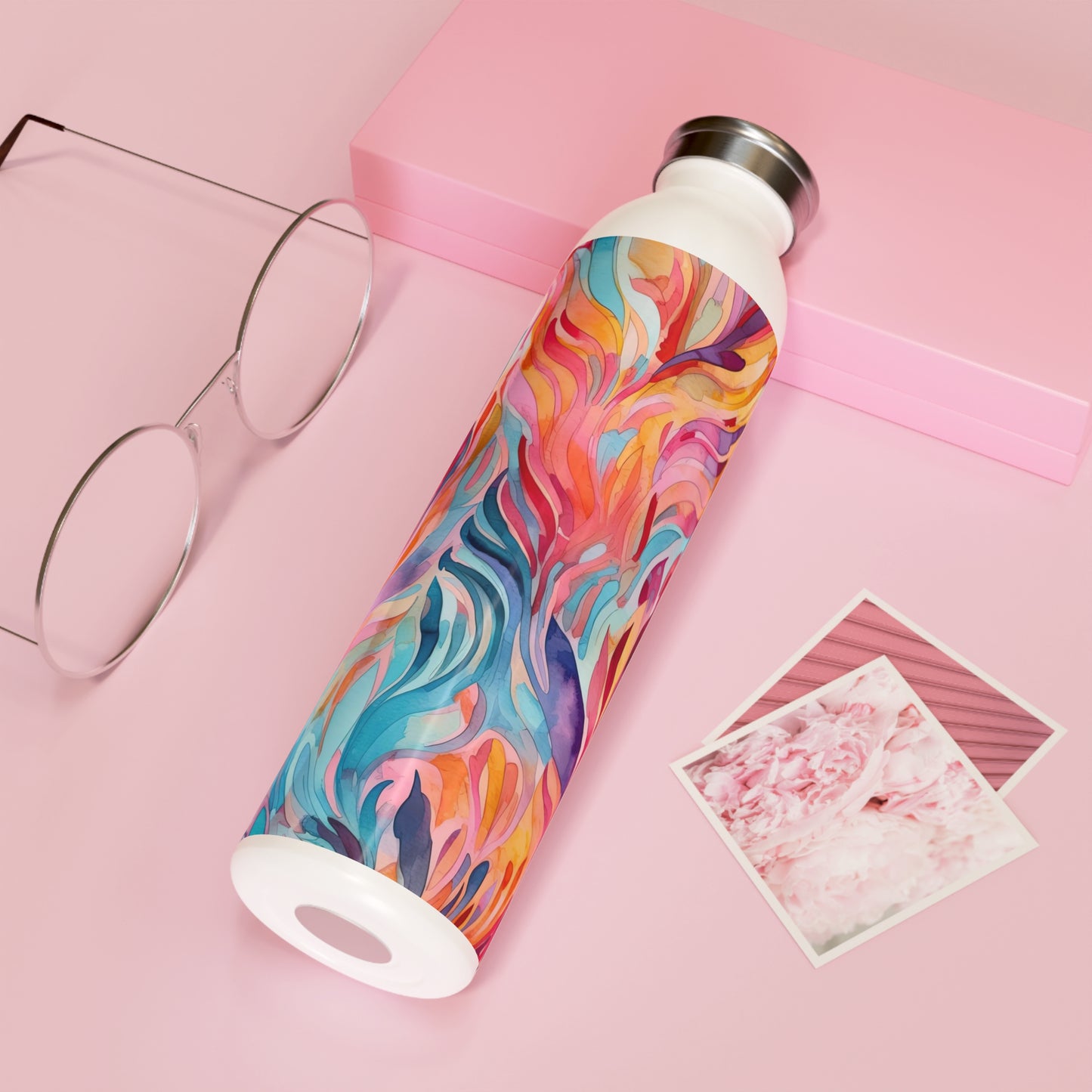 Colorful Abstract Design 1.6 - Slim Water Bottle - Stainless Steel - 20oz