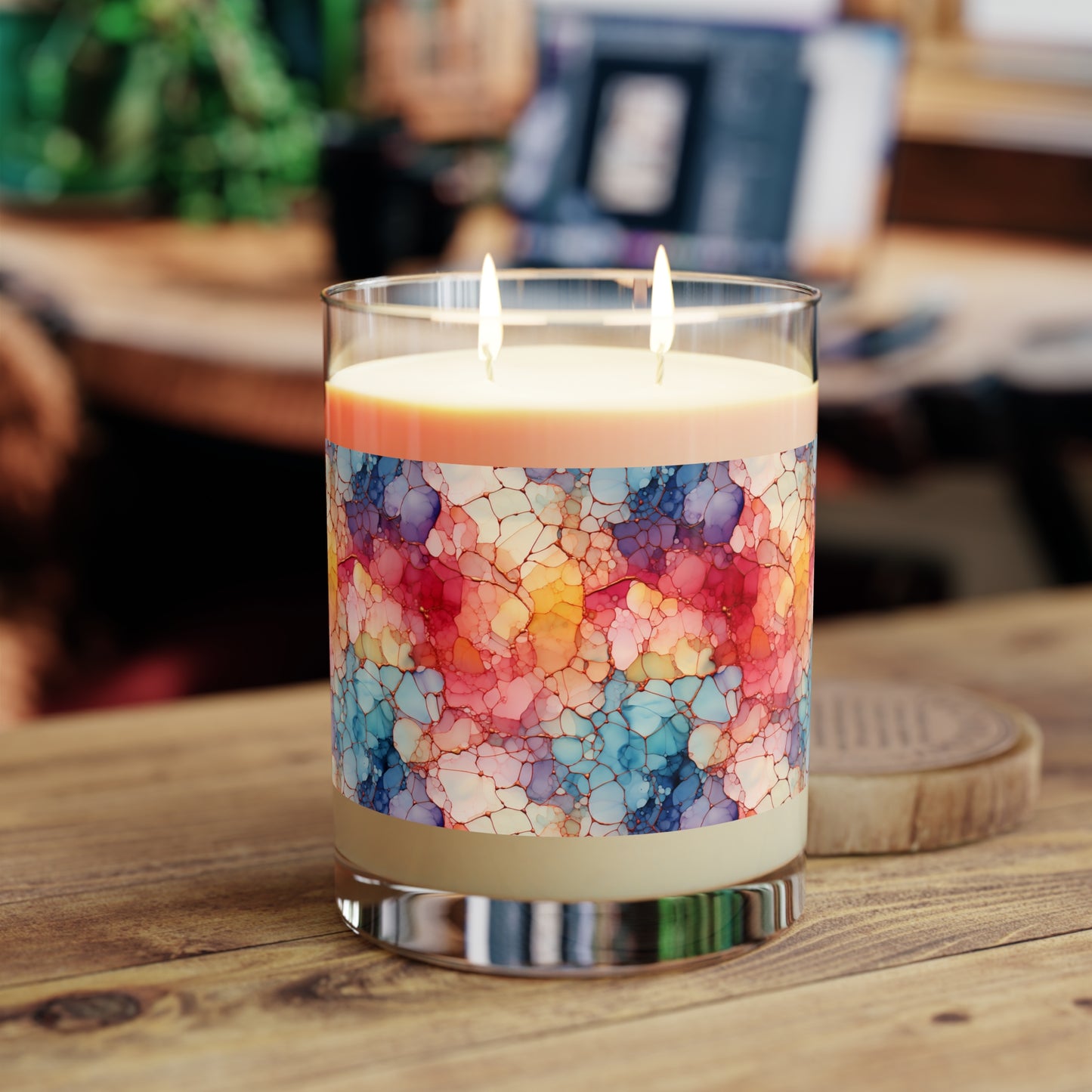 Abstract Rainbow Watercolor - Scented Candle - 11oz