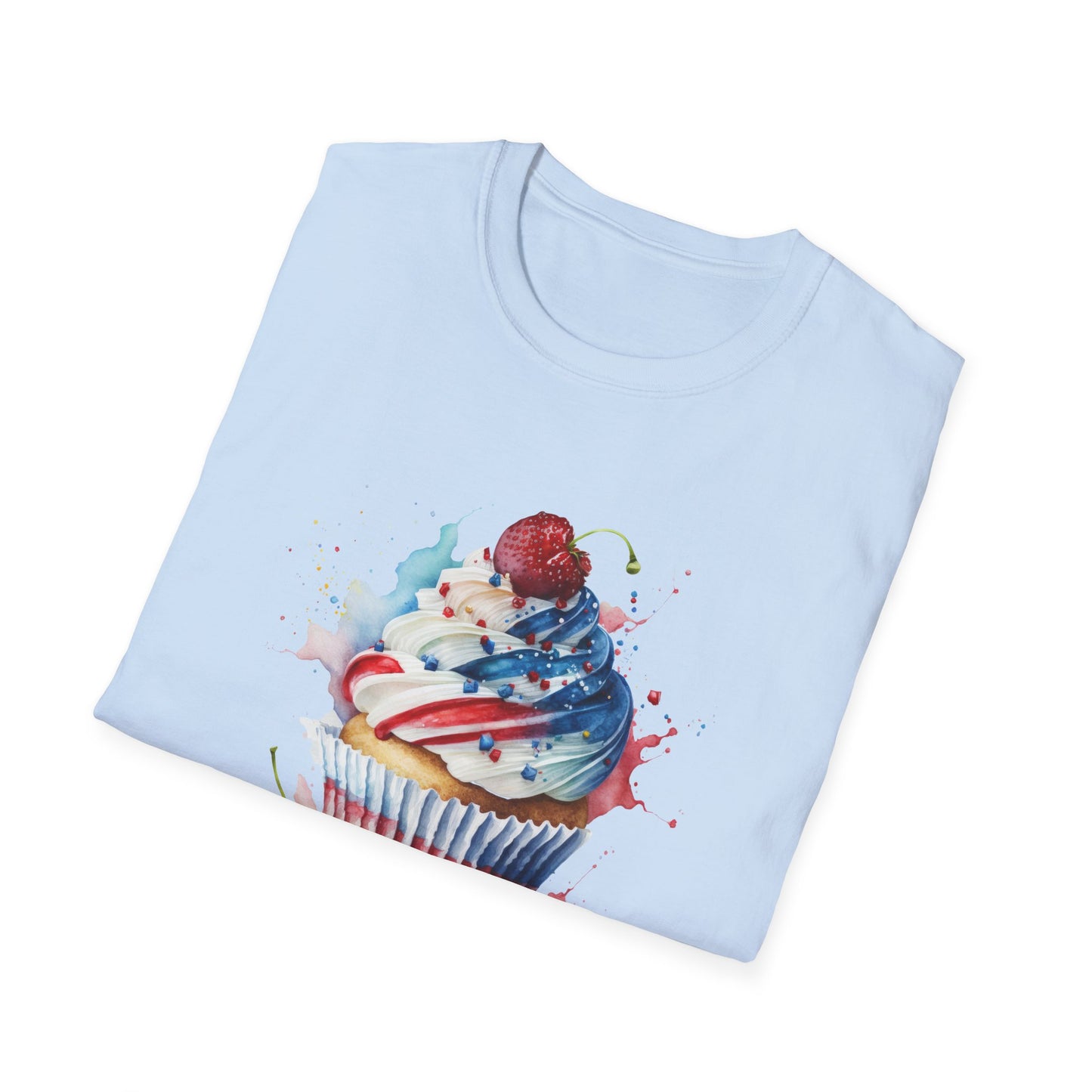 Red, White, and Blue Cupcake - American Flag - 4th of July - Independence Day - Unisex Softstyle T-Shirt