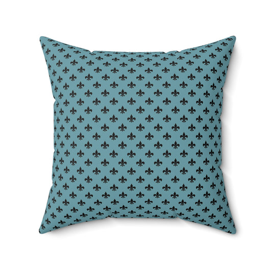 Teal Paris Pattern 16 - Faux Suede Square Pillow