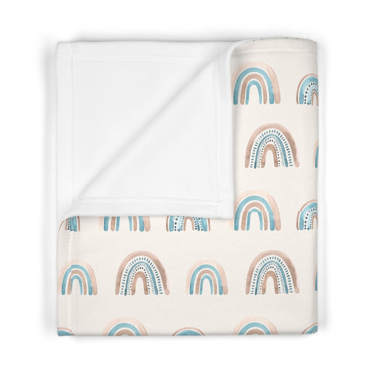 Blue Boho Rainbow Pattern 3 - Soft Fleece Baby Blanket