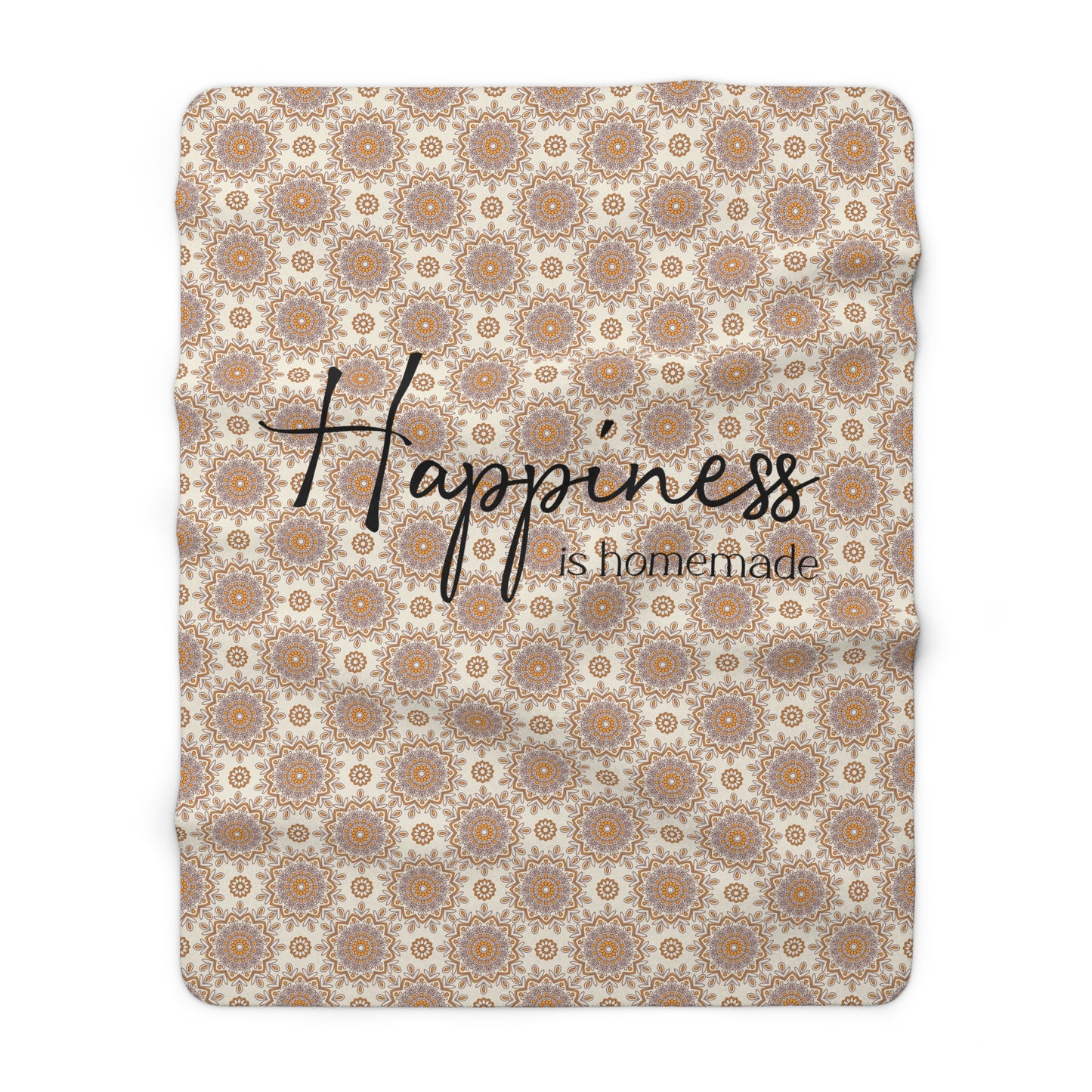 Beautiful, Cozy, Soft - Amazing - Yellow Boho Mandala 15 - Happiness is homemade - Inspirational Quote - Sherpa Fleece Blanket