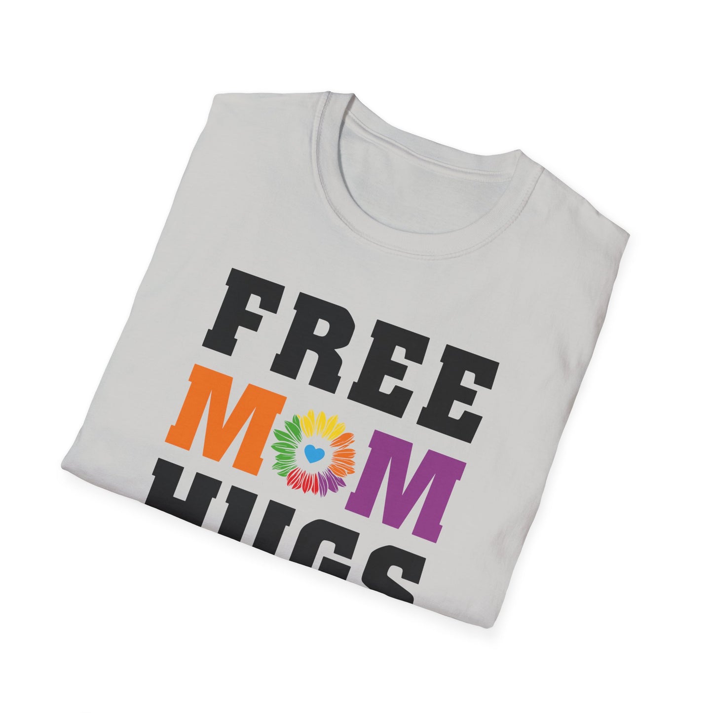 Free Mom Hugs - Rainbow Flower - LGBT - Pride - Rainbow - Unisex Softstyle T-Shirt