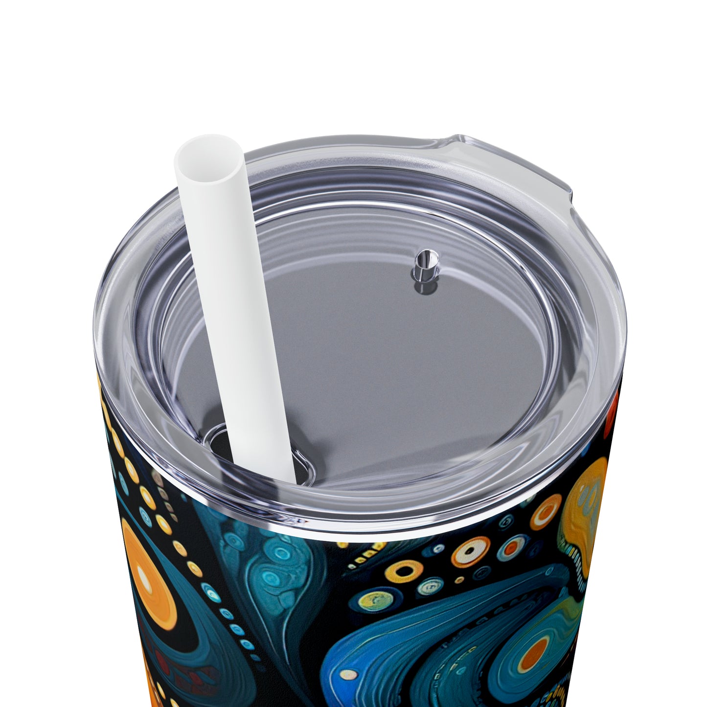 Colorful Psychedelic Swirls 1.8 - Skinny Tumbler with Straw, 20oz - Stainless Steel