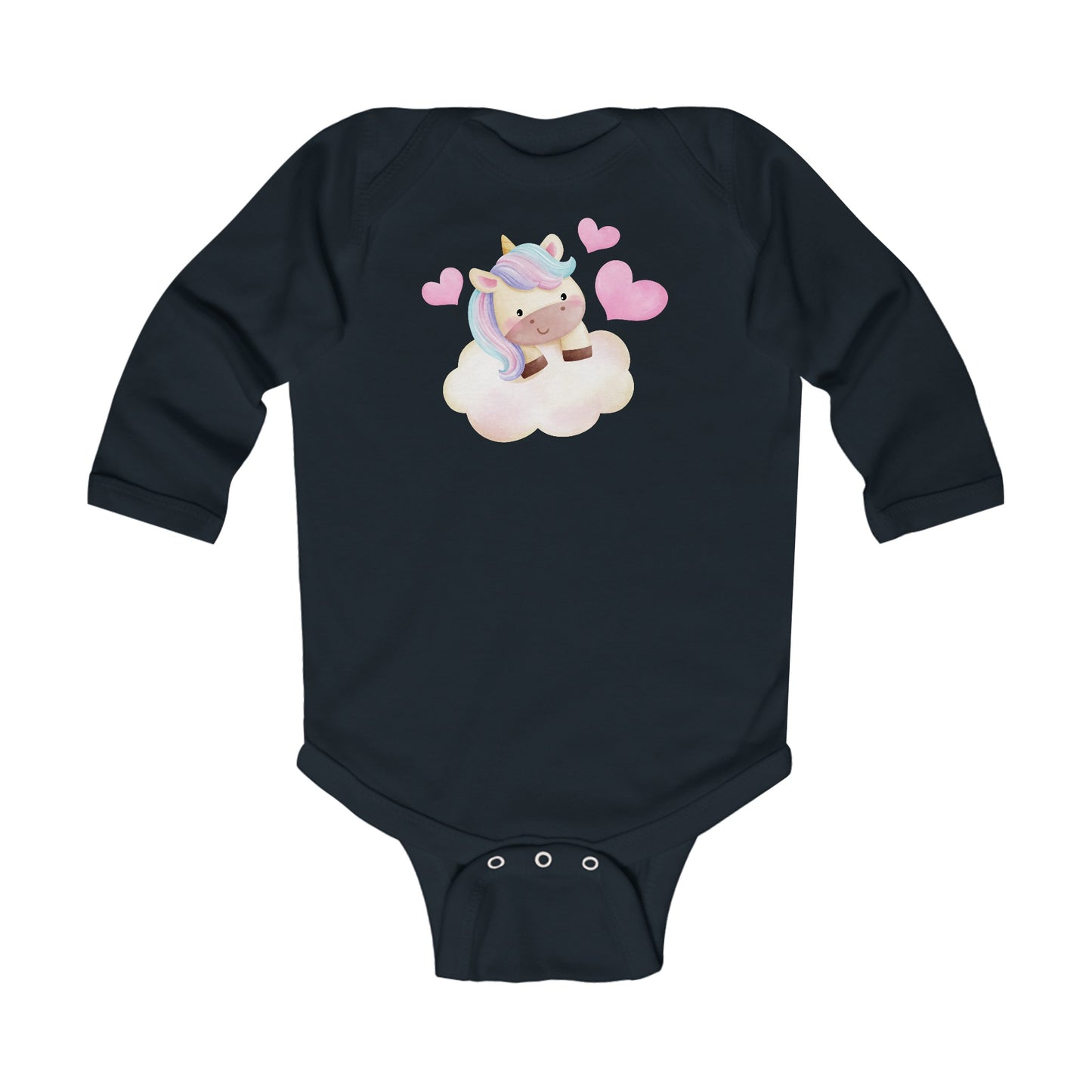 Cutest Unicorn on a Cloud - Hearts - Infant Long Sleeve Bodysuit