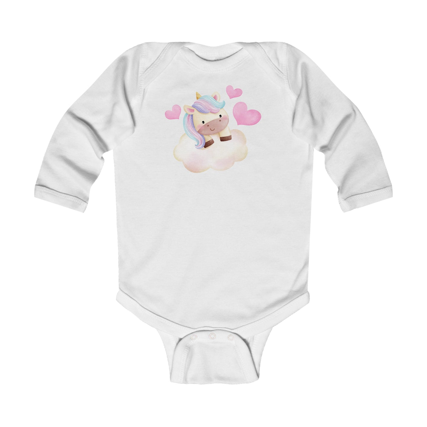 Cutest Unicorn on a Cloud - Hearts - Infant Long Sleeve Bodysuit
